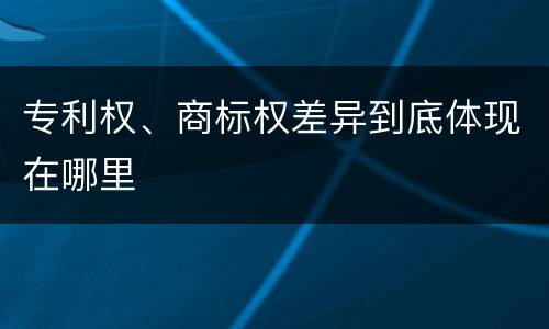 专利权、商标权差异到底体现在哪里