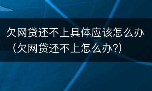 欠网贷还不上具体应该怎么办（欠网贷还不上怎么办?）