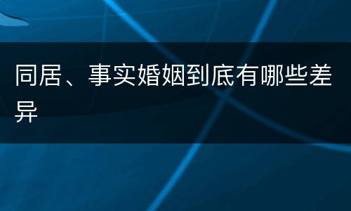 同居、事实婚姻到底有哪些差异