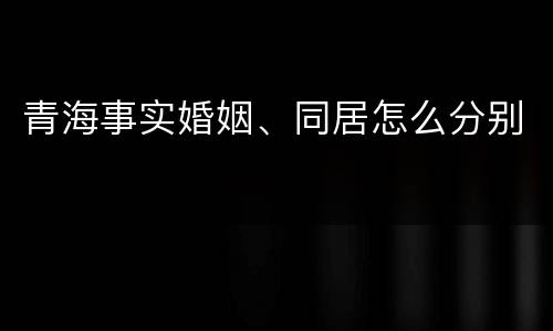 青海事实婚姻、同居怎么分别