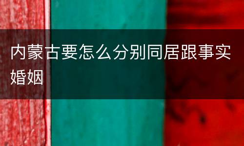 内蒙古要怎么分别同居跟事实婚姻