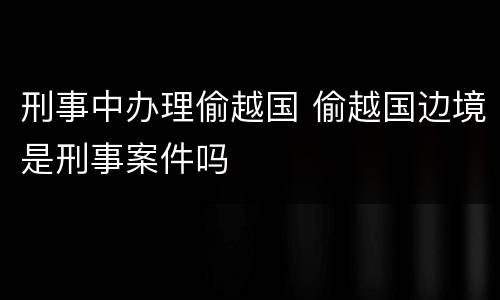 刑事中办理偷越国 偷越国边境是刑事案件吗