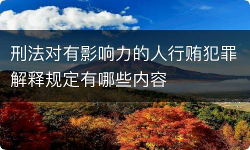刑法对有影响力的人行贿犯罪解释规定有哪些内容