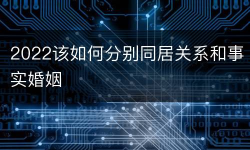 2022该如何分别同居关系和事实婚姻