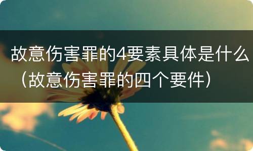故意伤害罪的4要素具体是什么（故意伤害罪的四个要件）
