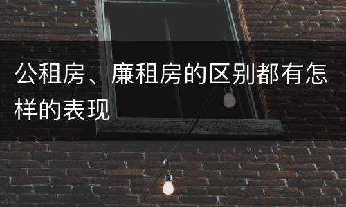 公租房、廉租房的区别都有怎样的表现