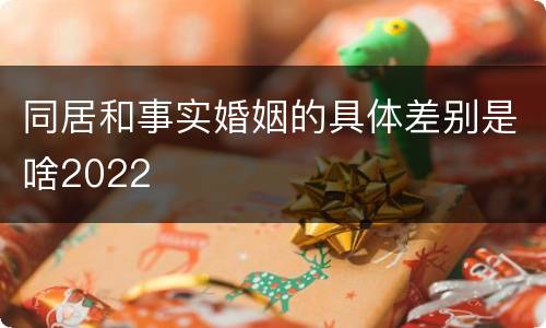 同居和事实婚姻的具体差别是啥2022