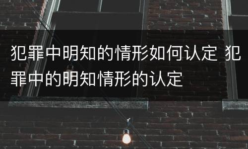 犯罪中明知的情形如何认定 犯罪中的明知情形的认定