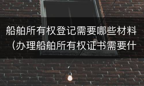 船舶所有权登记需要哪些材料（办理船舶所有权证书需要什么资料）