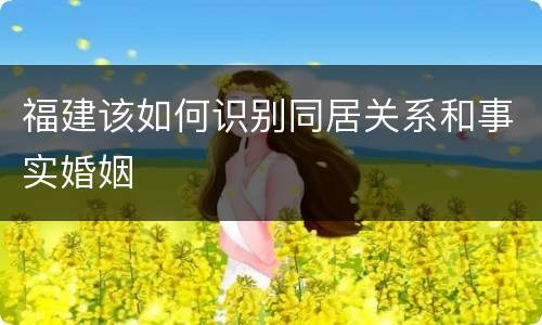 福建该如何识别同居关系和事实婚姻