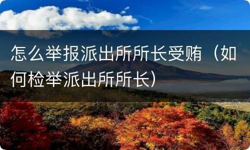 怎么举报派出所所长受贿（如何检举派出所所长）