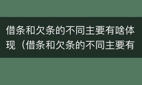 借条和欠条的不同主要有啥体现（借条和欠条的不同主要有啥体现呢）