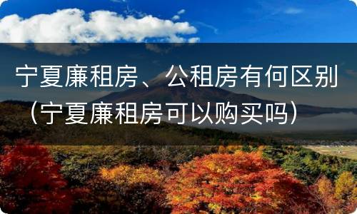 宁夏廉租房、公租房有何区别（宁夏廉租房可以购买吗）