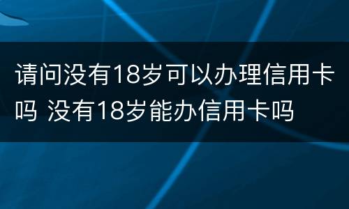 请问没有18岁可以办理信用卡吗 没有18岁能办信用卡吗