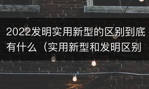 2022发明实用新型的区别到底有什么（实用新型和发明区别）