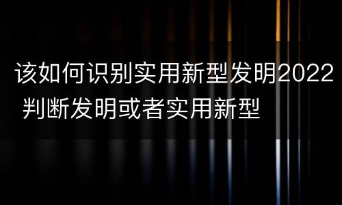 该如何识别实用新型发明2022 判断发明或者实用新型