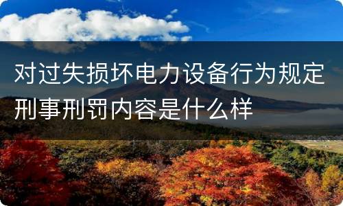 对过失损坏电力设备行为规定刑事刑罚内容是什么样