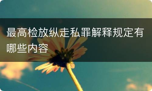 最高检放纵走私罪解释规定有哪些内容