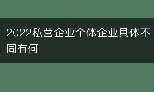 2022私营企业个体企业具体不同有何
