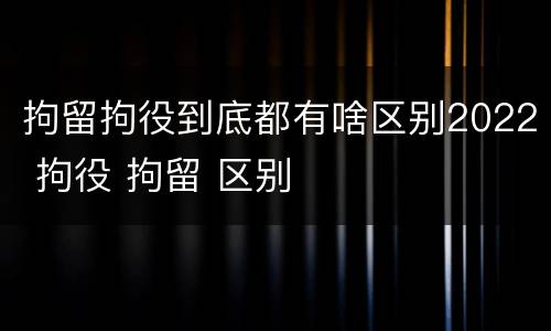 拘留拘役到底都有啥区别2022 拘役 拘留 区别