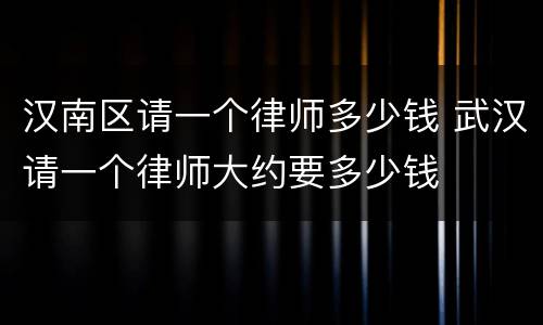 汉南区请一个律师多少钱 武汉请一个律师大约要多少钱