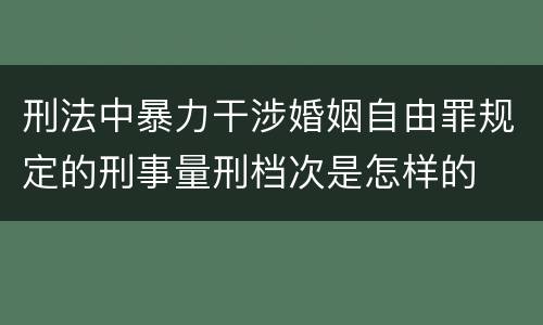 刑法中暴力干涉婚姻自由罪规定的刑事量刑档次是怎样的