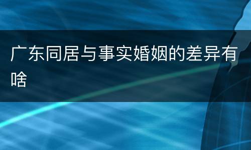 广东同居与事实婚姻的差异有啥
