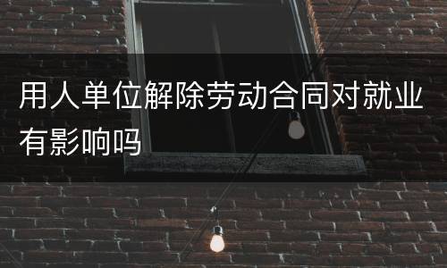 用人单位解除劳动合同对就业有影响吗