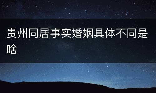 贵州同居事实婚姻具体不同是啥