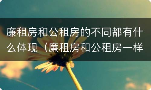廉租房和公租房的不同都有什么体现（廉租房和公租房一样吗?）