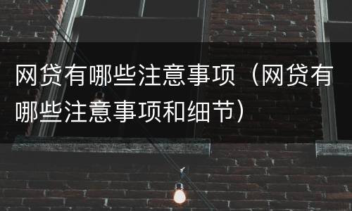 网贷有哪些注意事项（网贷有哪些注意事项和细节）