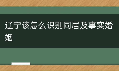 辽宁该怎么识别同居及事实婚姻
