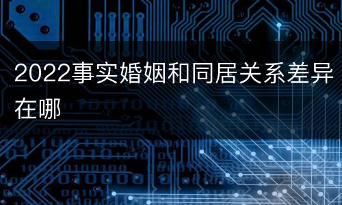 2022事实婚姻和同居关系差异在哪