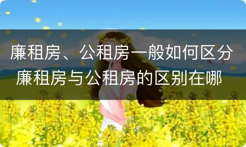 廉租房、公租房一般如何区分 廉租房与公租房的区别在哪