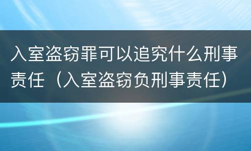 入室盗窃罪可以追究什么刑事责任（入室盗窃负刑事责任）