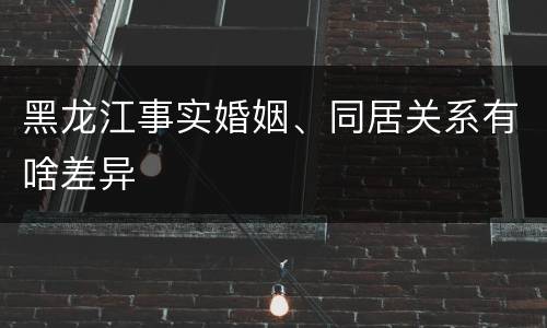 黑龙江事实婚姻、同居关系有啥差异
