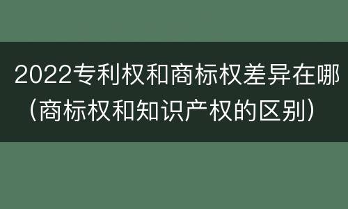 2022专利权和商标权差异在哪（商标权和知识产权的区别）
