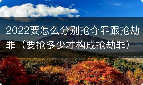 2022要怎么分别抢夺罪跟抢劫罪（要抢多少才构成抢劫罪）