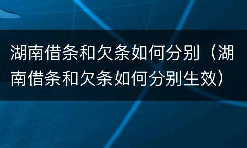 湖南借条和欠条如何分别（湖南借条和欠条如何分别生效）