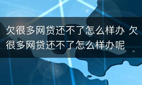 欠很多网贷还不了怎么样办 欠很多网贷还不了怎么样办呢