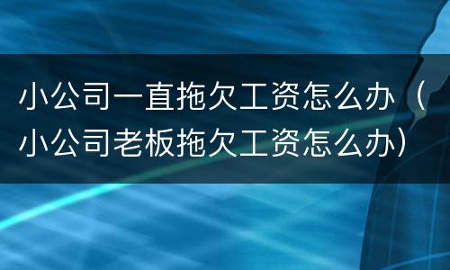 小公司一直拖欠工资怎么办（小公司老板拖欠工资怎么办）