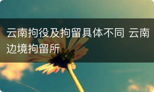 云南拘役及拘留具体不同 云南边境拘留所