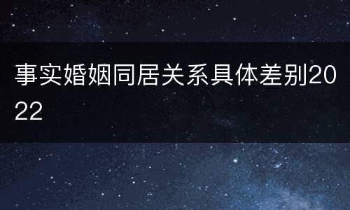 事实婚姻同居关系具体差别2022
