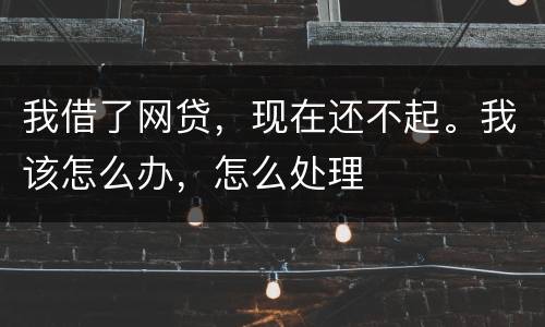 我借了网贷，现在还不起。我该怎么办，怎么处理