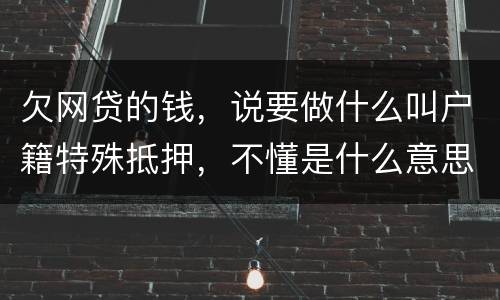 欠网贷的钱，说要做什么叫户籍特殊抵押，不懂是什么意思