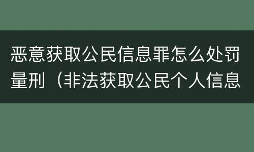恶意获取公民信息罪怎么处罚量刑（非法获取公民个人信息罪 特别严重）