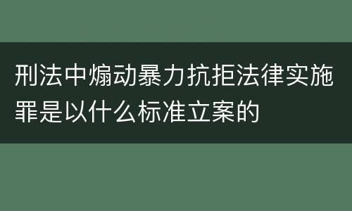 刑法中煽动暴力抗拒法律实施罪是以什么标准立案的