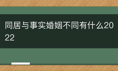 同居与事实婚姻不同有什么2022
