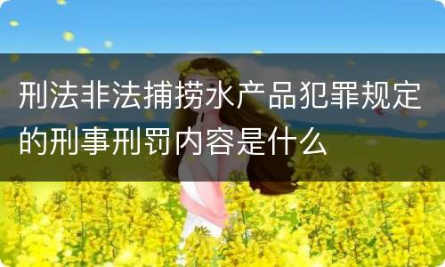 刑法非法捕捞水产品犯罪规定的刑事刑罚内容是什么