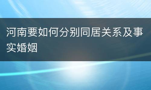 河南要如何分别同居关系及事实婚姻